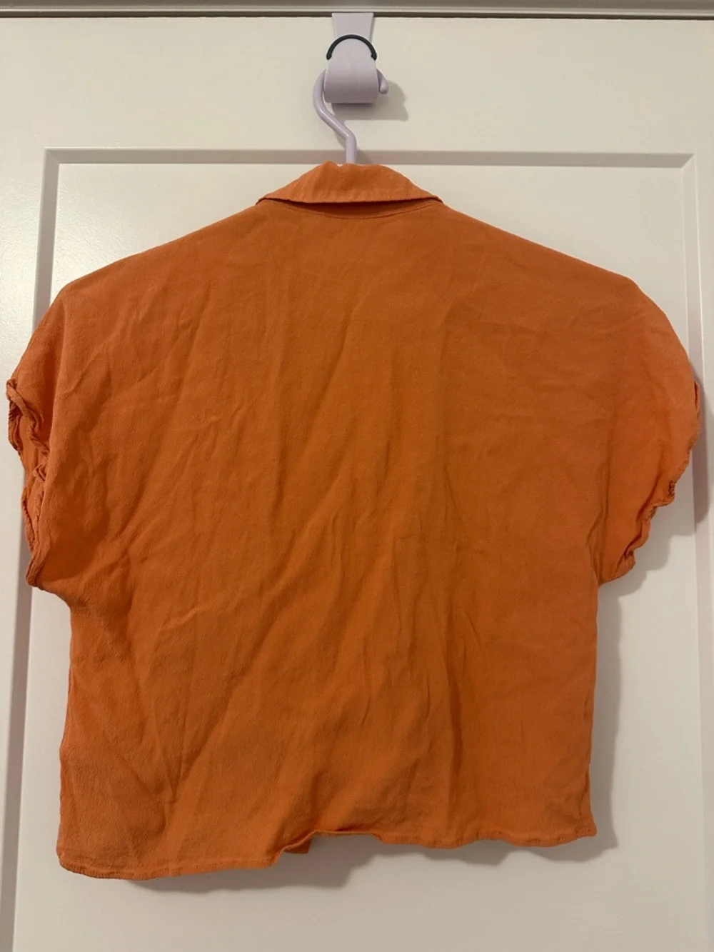 Aritzia Wilfred Free Orange Tie Front Cropped T-shirt Blouse Size XS Women’s - Picture 6 of 9